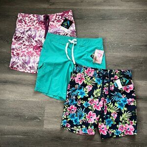 NWT Kanu Surf Board Shorts 3pc BUNDLE Swim Floral Quick Dry Shorts Women's Sz 6